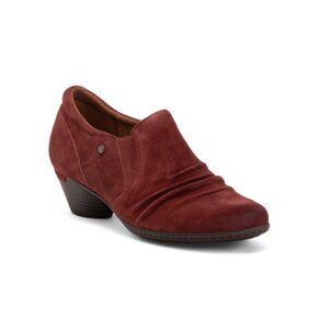 COBB HILL ROCKPORT Red Suede Lucy Ruched Comfort Slip On Heels